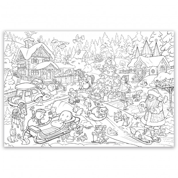 Гигантская раскраска - в гостях у Деда Мороза