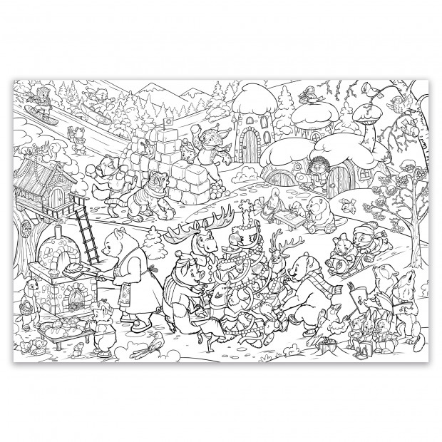 Гигантская раскраска - в гостях у лесных зверей