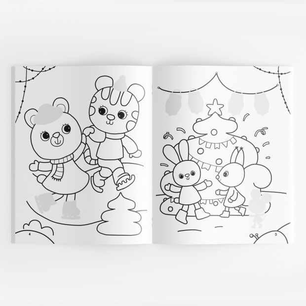 Раскраска с наклейками. Новогодний хоровод